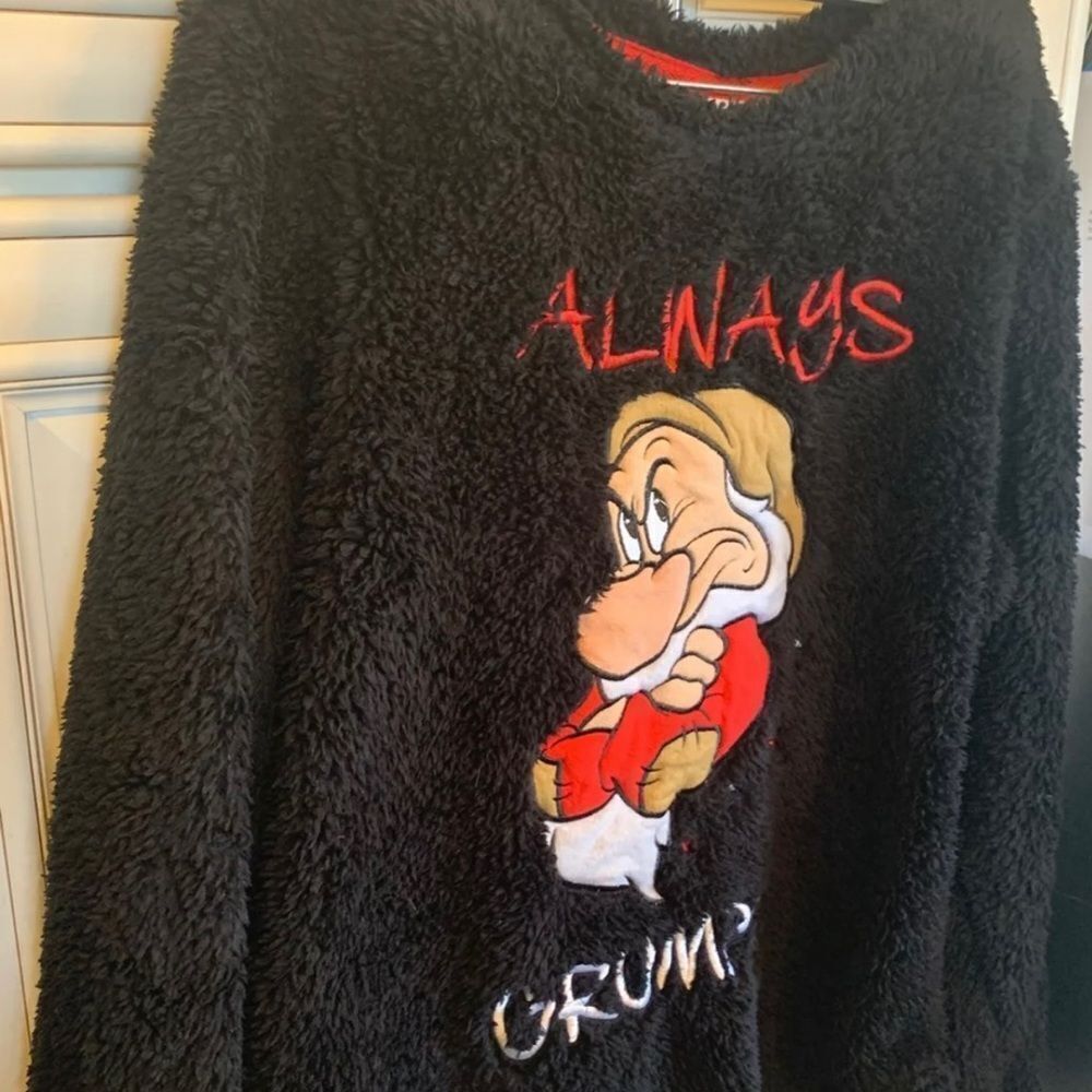 Disney Always Grumpy Sweater Jumper Top Small Fluffy Warm Cozy Black. M